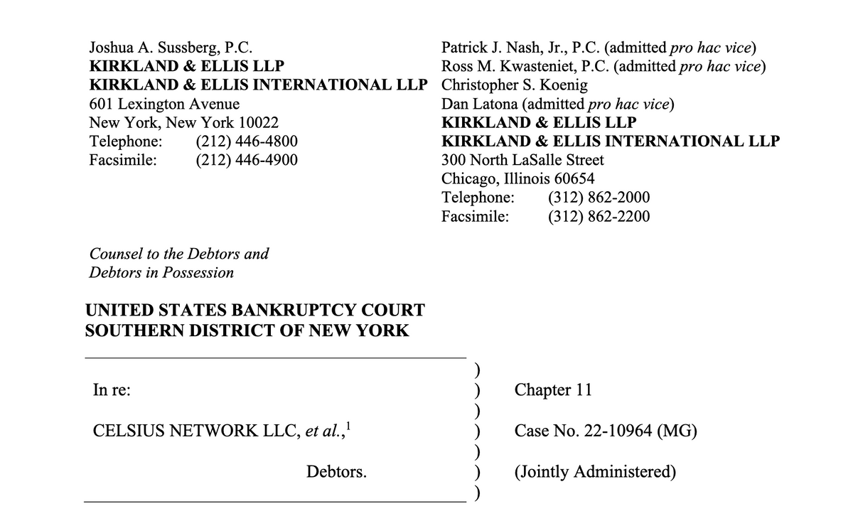 Celsius Disclosed Names and Transaction History of All Users During Bankruptcy: Any Wallet That Interacted with Celsius is Now Publicly Linked to Government ID