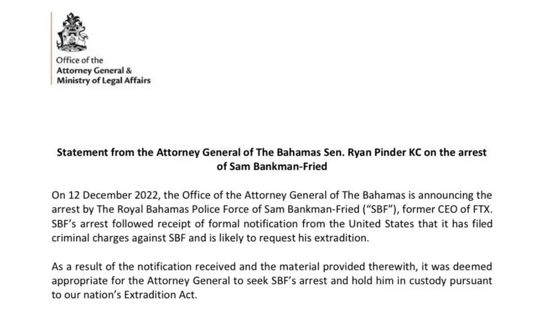 Sam Bankman-Fried Arrested in the Bahamas: US Gov Filed Criminal Charges and Will Likely Seek Extradition