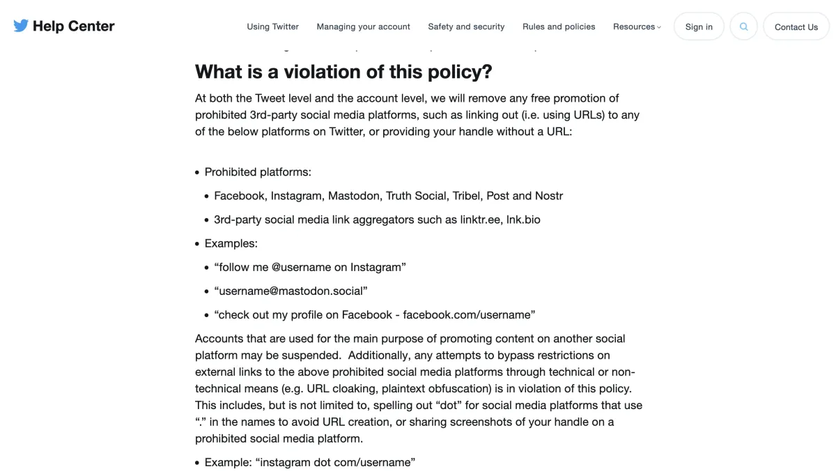 Twitter Announces Policy Banning Promotion of Other Social Platforms: Facebook, Instagram, Mastodon, Truth Social, Tribel, Post and Nostr