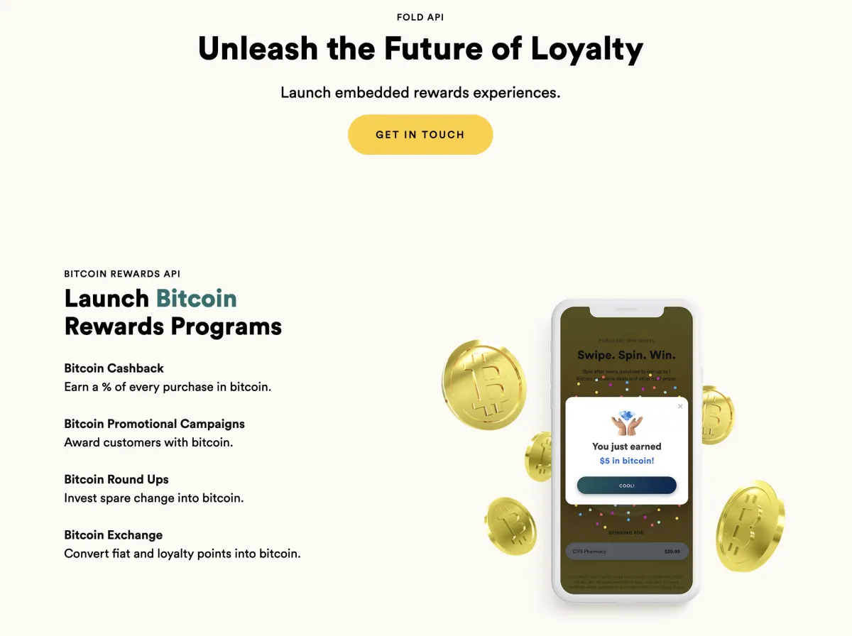 Fold Launches Enterprise Rewards API to Enable Any Bank, Card or Loyalty Program to Offer Bitcoin Rewards
