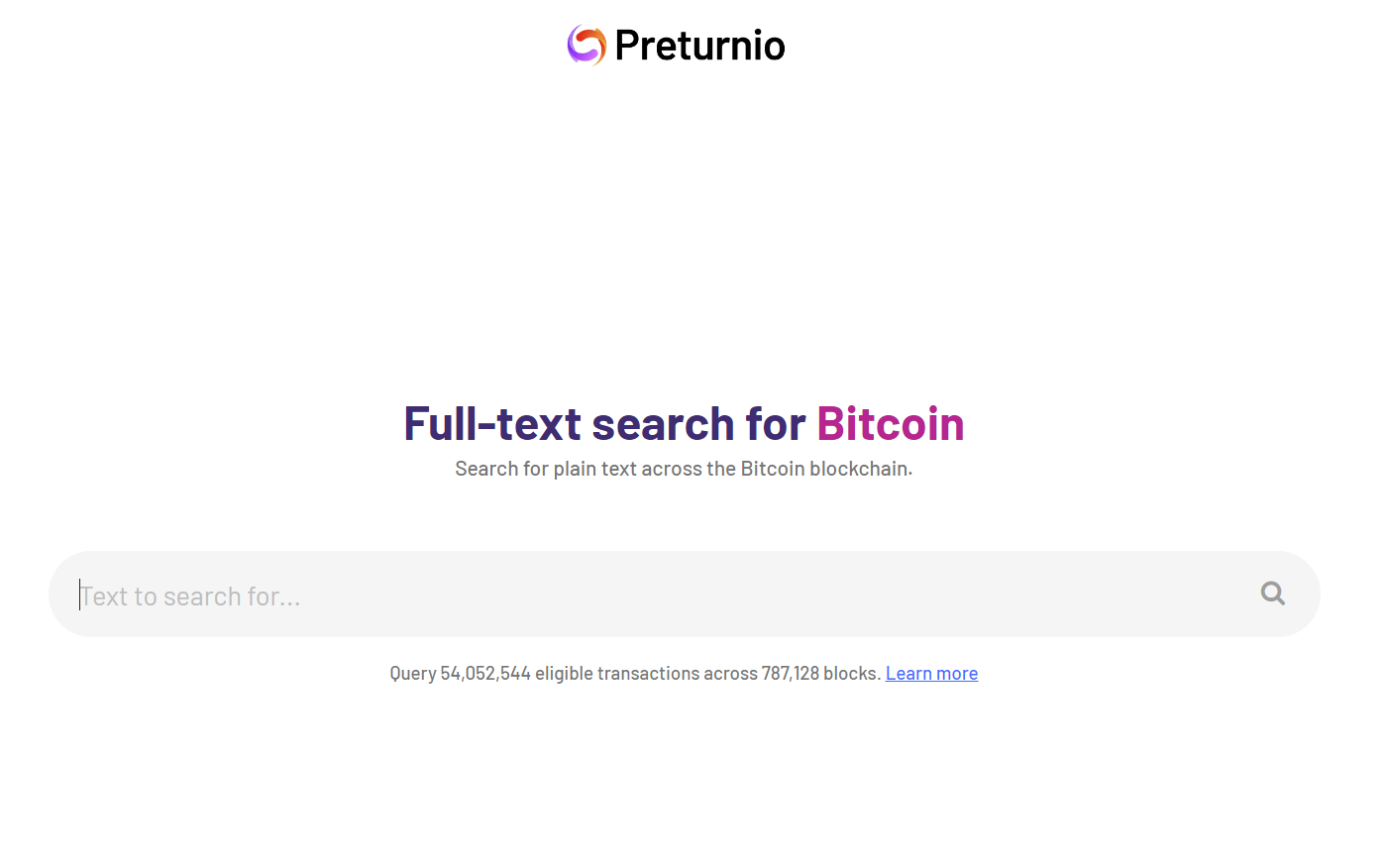 Preturnio: Full-text Bitcoin Blockchain Search Engine