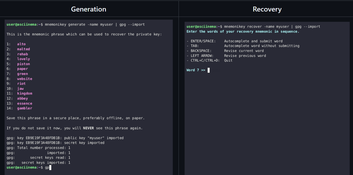 Mnemonikey: Human-Readable PGP Key Backups