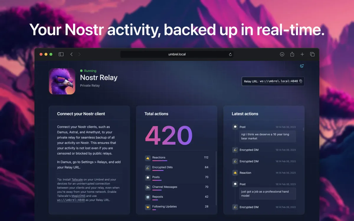 Umbrel Nostr Relay App Now Syncs Your Private Relay with Public Relays