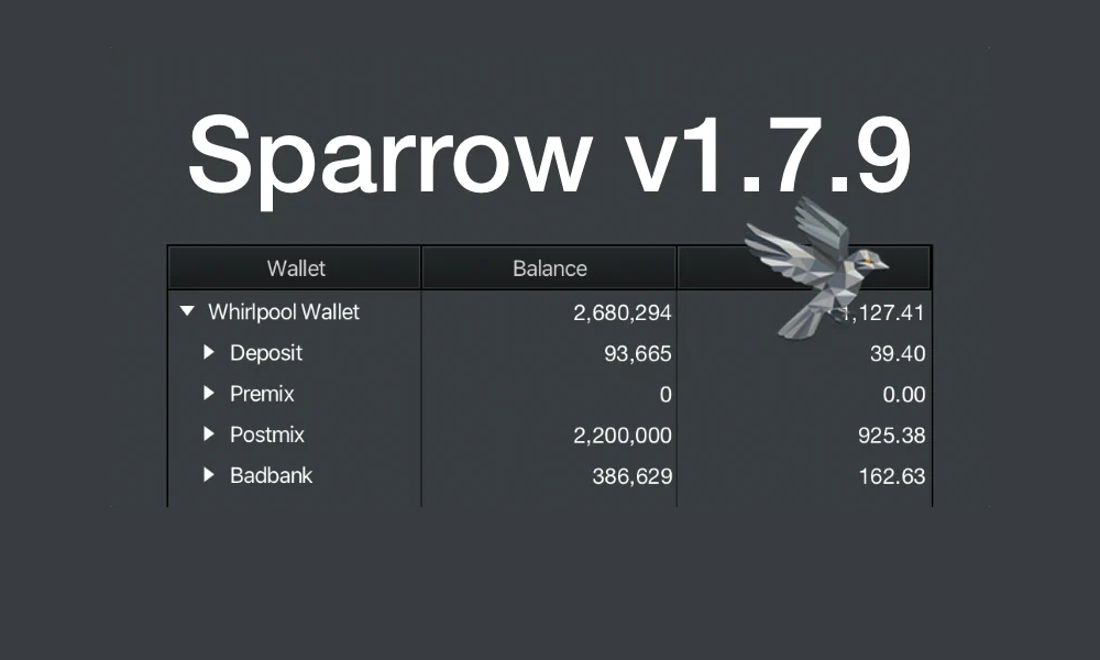 Sparrow Wallet v1.7.9: Wallet Accounts Summary Dialog & More