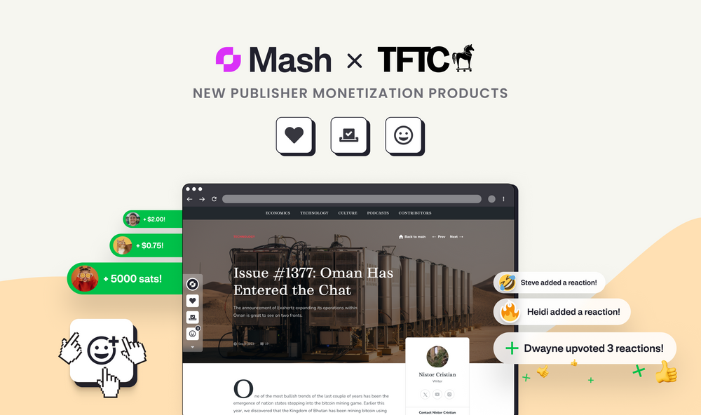 Mash Partners with TFTC, Launches v2.0 Publisher Monetization Products