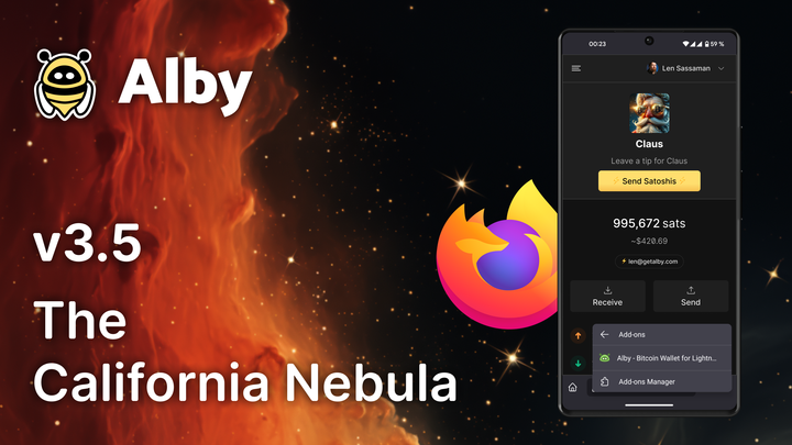 Alby Extension v3.5.0: Firefox Mobile Support, Liquid Web Wallet Bounty