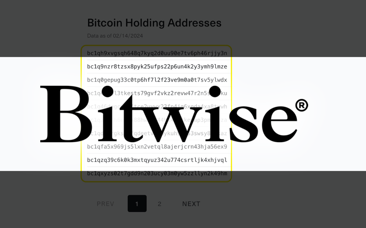 Bitwise's Bitcoin Spot ETF Addresses Updated to Native SegWit P2WPKH