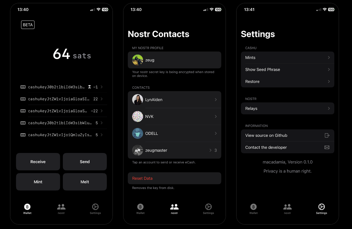 macadamia v0.1.0: a Native iOS Client for Cashu