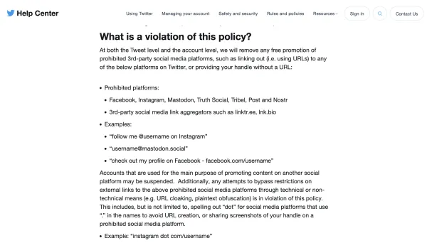 Twitter Announces Policy Banning Promotion of Other Social Platforms: Facebook, Instagram, Mastodon, Truth Social, Tribel, Post and Nostr