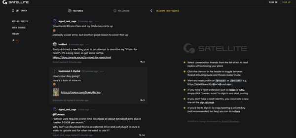 Satellite: New Nostr Web Client Prototype