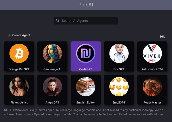 PlebAI: Access Open Source Large Language Models For Sats