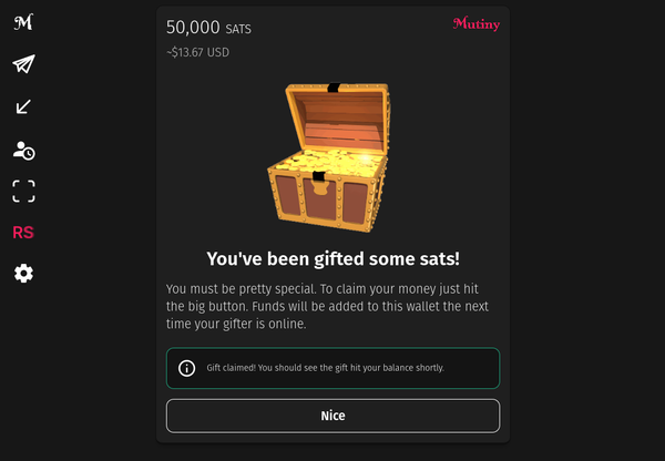Mutiny Wallet v0.4.21: Introducing Gifts