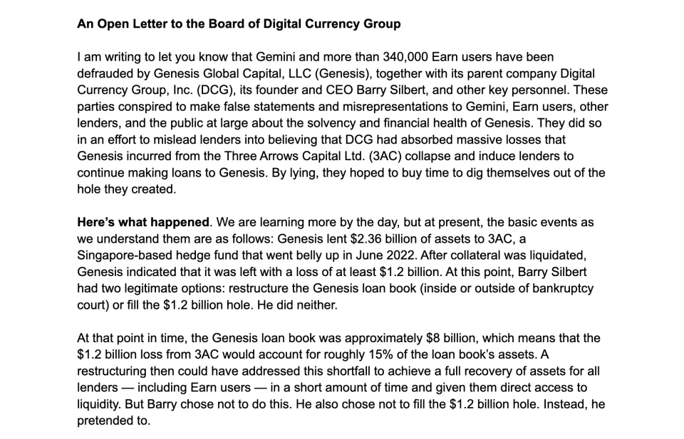 Gemini CoFounder Cameron Winklevoss Accuses Barry Silbert and DCG of Fraud in Open Letter to DCG Board